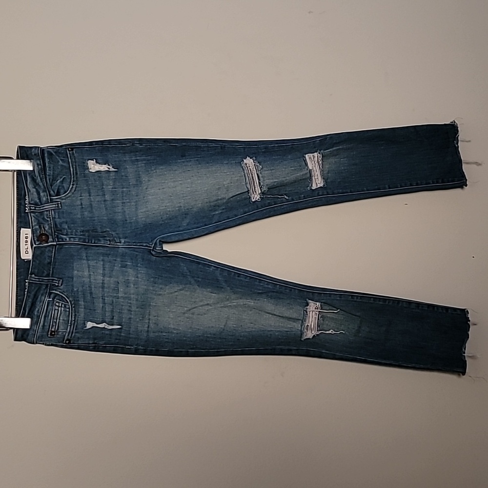 DL1961 Margaux Instasculpt Skinny Cropped Jeans Sz 28 Distressed